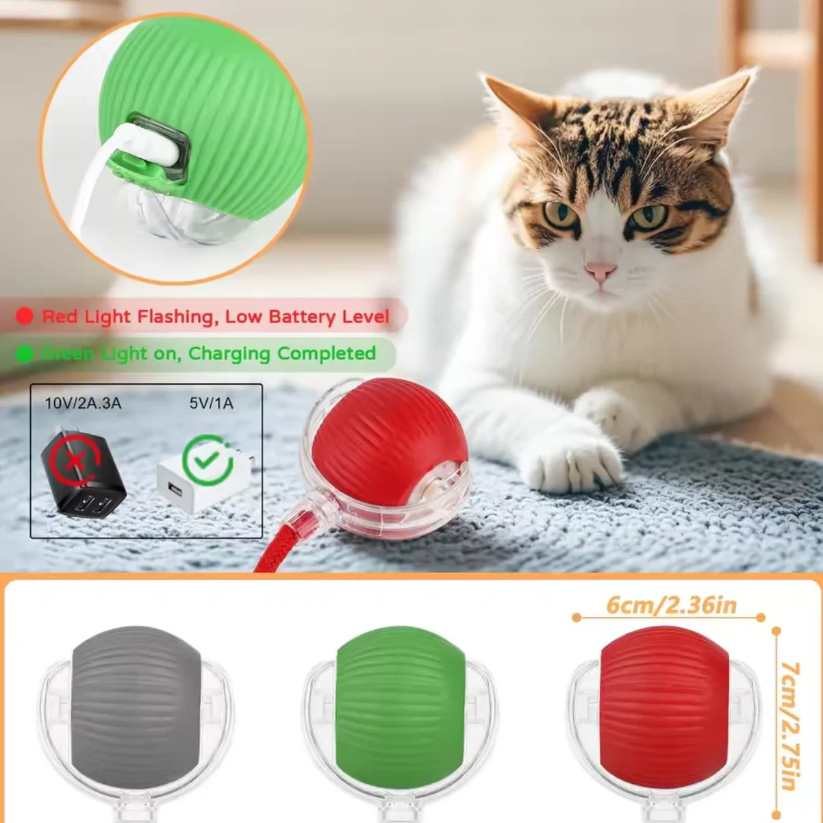 TinderboxPets™ Smart Interactive Auto-Rolling Ball
